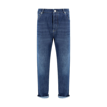 Brunello Cucinelli Blue Cotton Straight-Leg Jeans