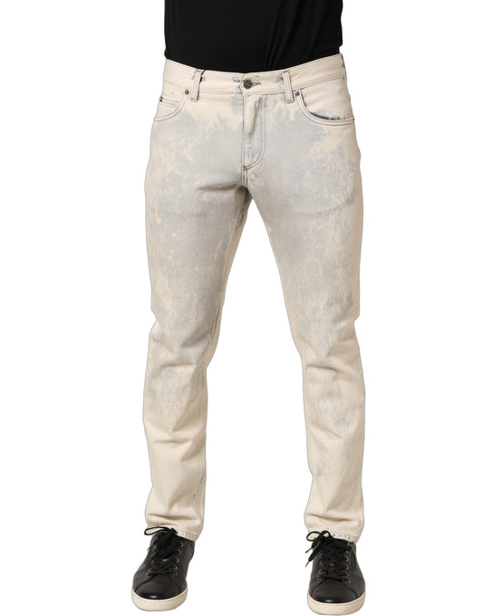 Dolce & Gabbana Beige Tie Dye Cotton Straight Men Denim Jeans
