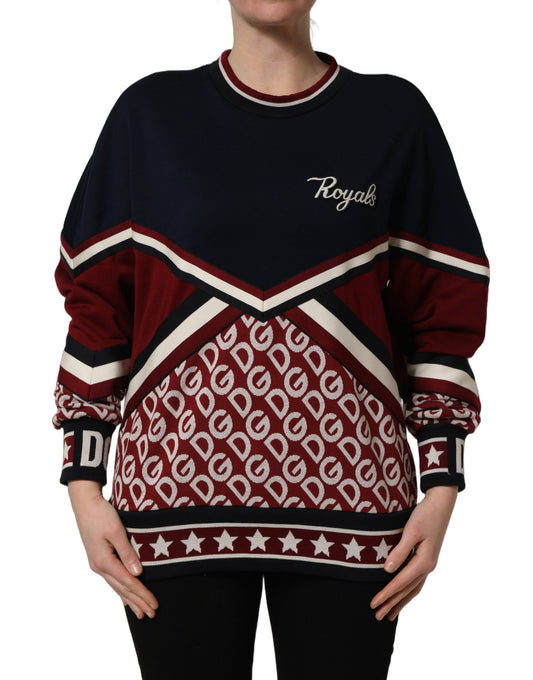 Dolce & Gabbana Blue Red Paneled 'Royals' Patch Sweatshirt Sweater
