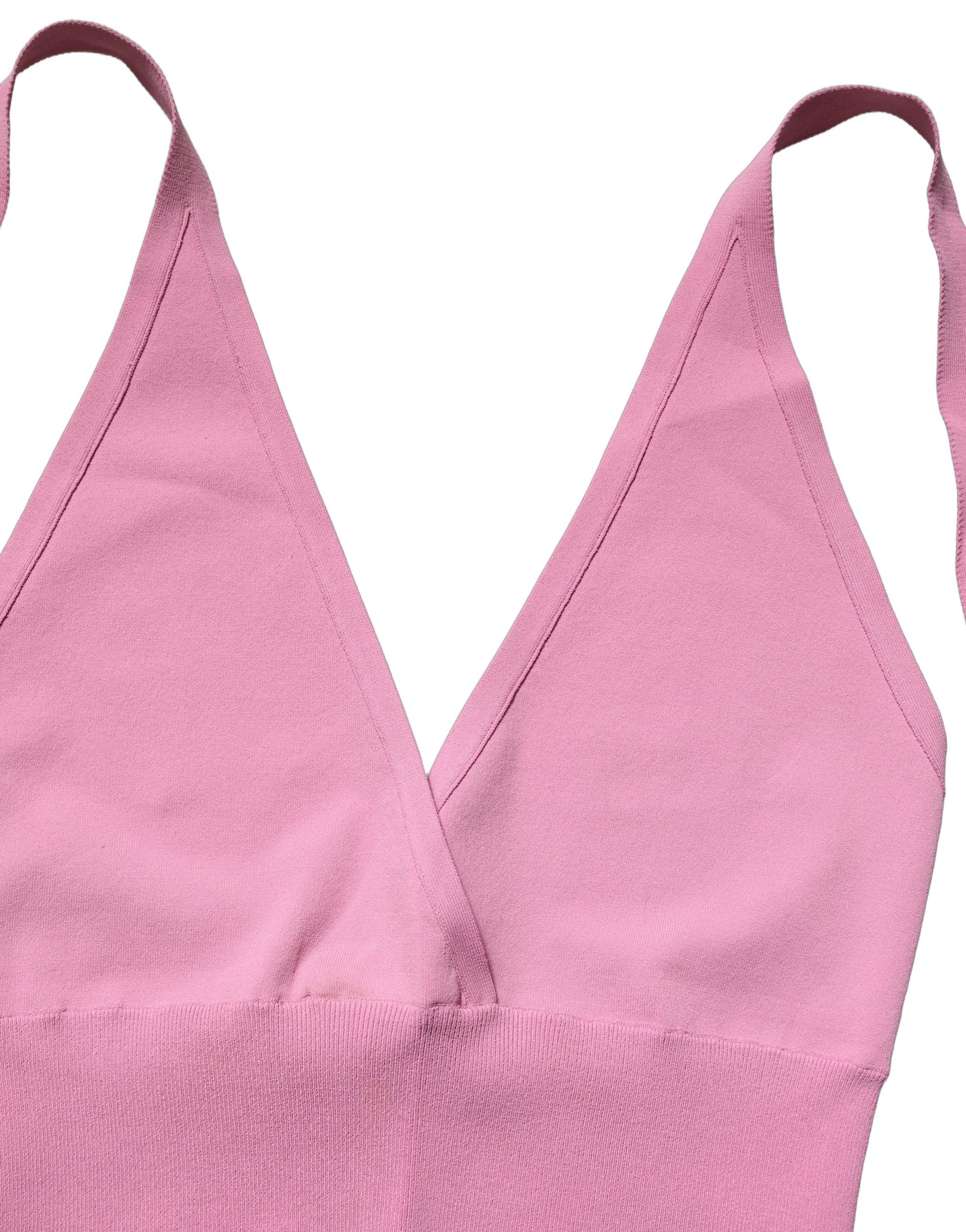 Dolce & Gabbana Pink Halter Neck Fitted Cropped Tank Top