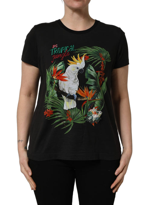 Dolce & Gabbana Black Tropical Jungle Round Neck T-shirt