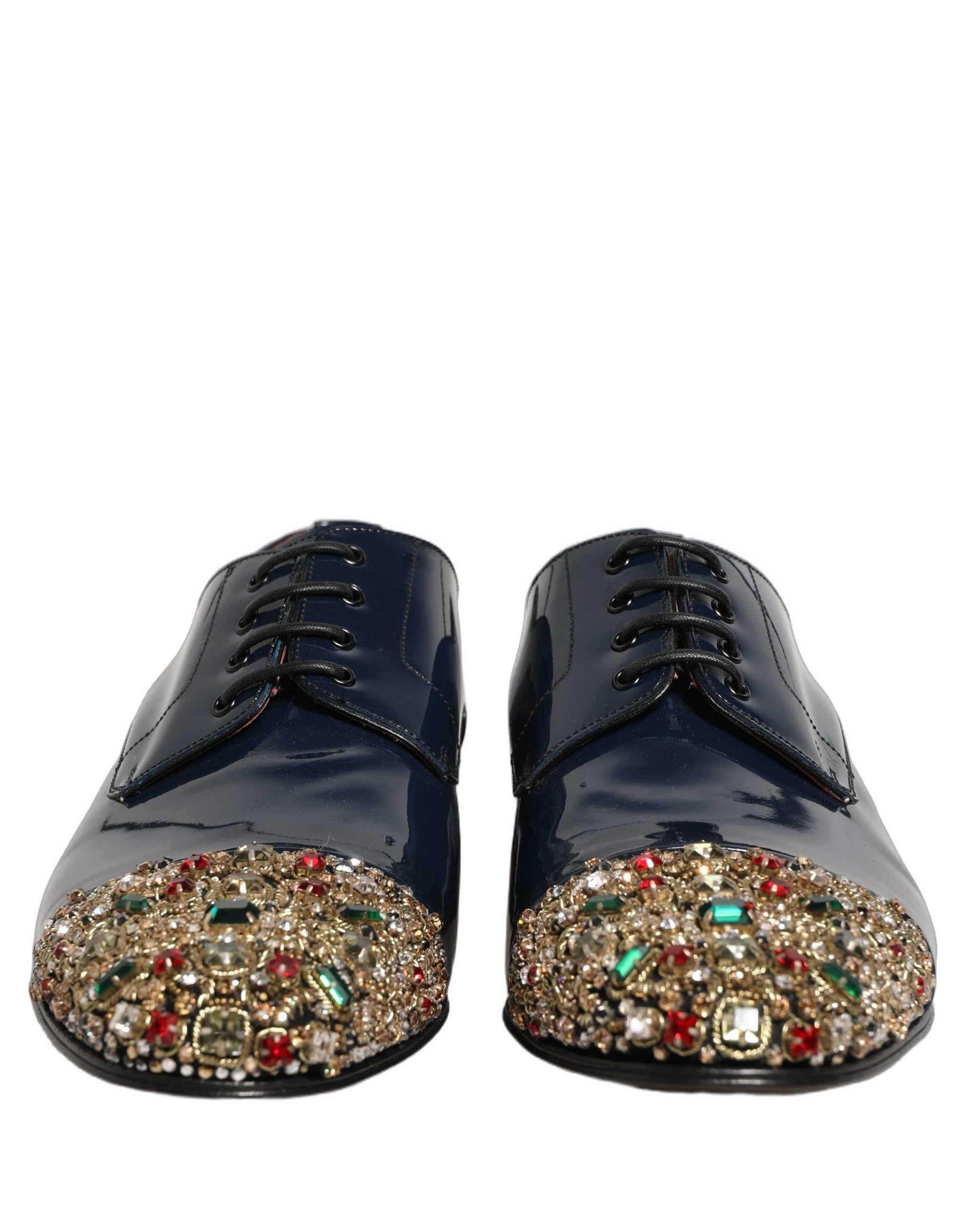 Dolce & Gabbana Blue Embellished Men Derby Dress Formal Shoes