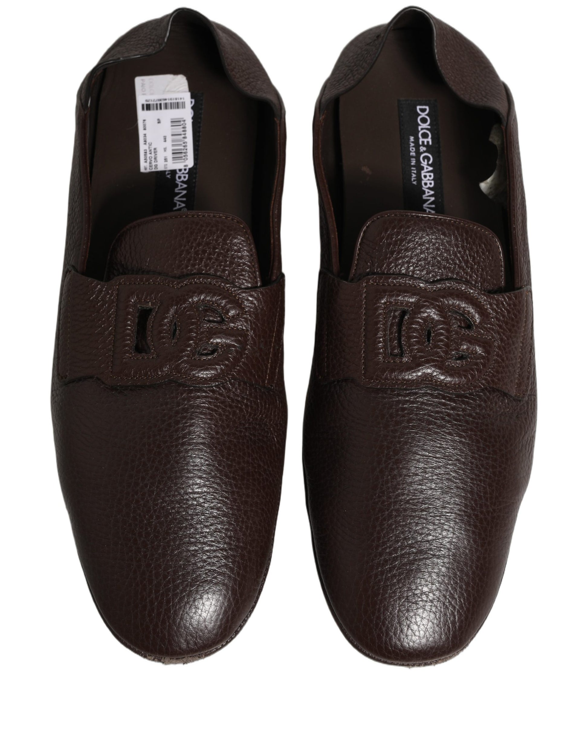 Dolce & Gabbana Brown Deerskin Leather Driver Loafers Shoes