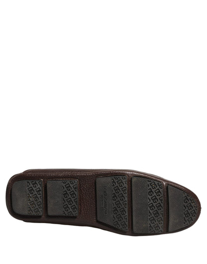 Dolce & Gabbana Brown Deerskin Leather Driver Loafers Shoes