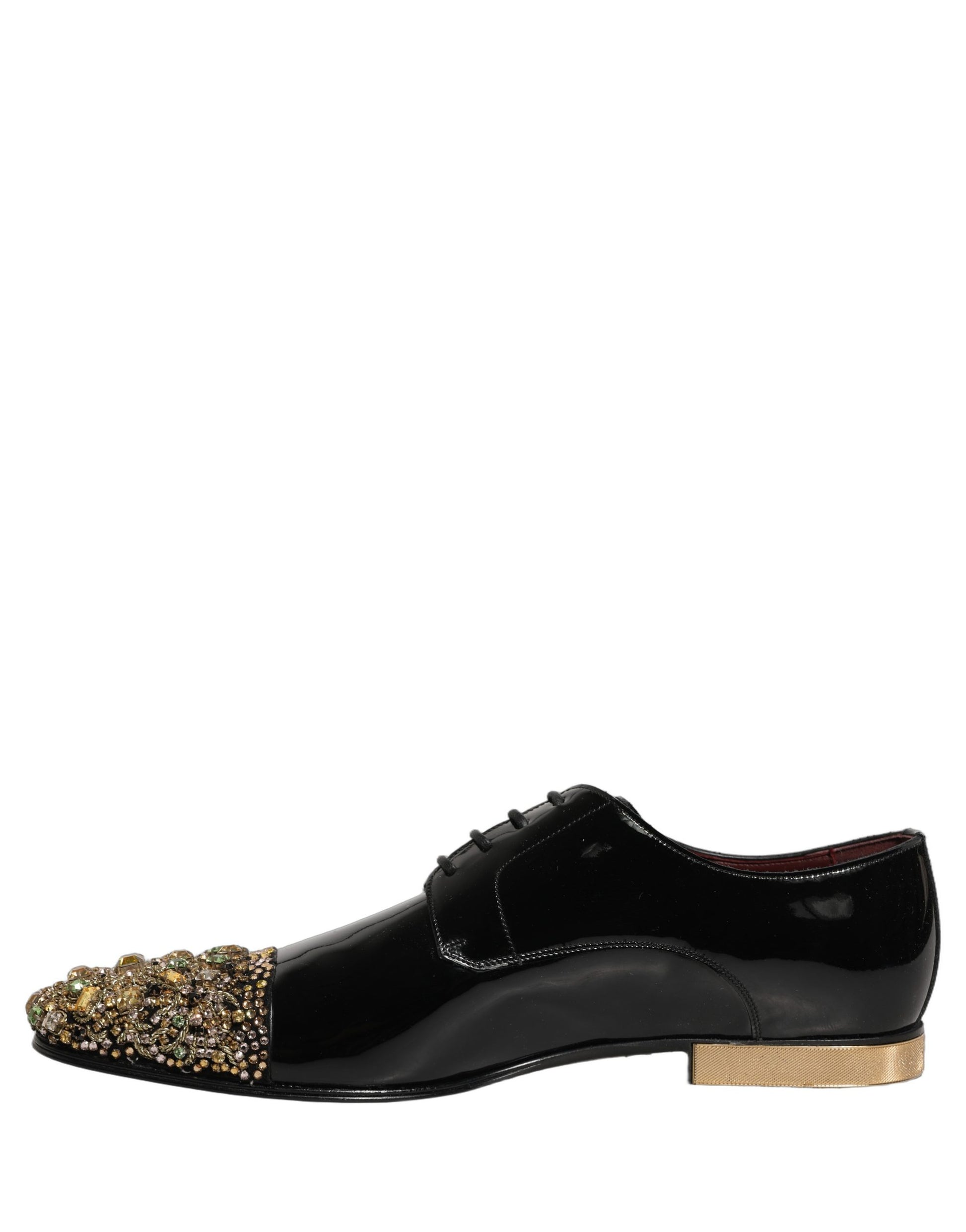 Dolce & Gabbana Black Embellished Men Derby Dress Formal Shoes