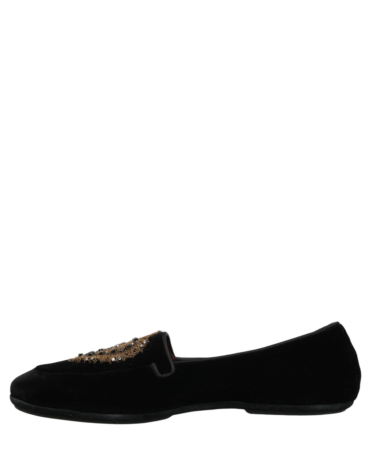 Dolce & Gabbana Black Velvet Sacred Heart Dress Loafers Shoes