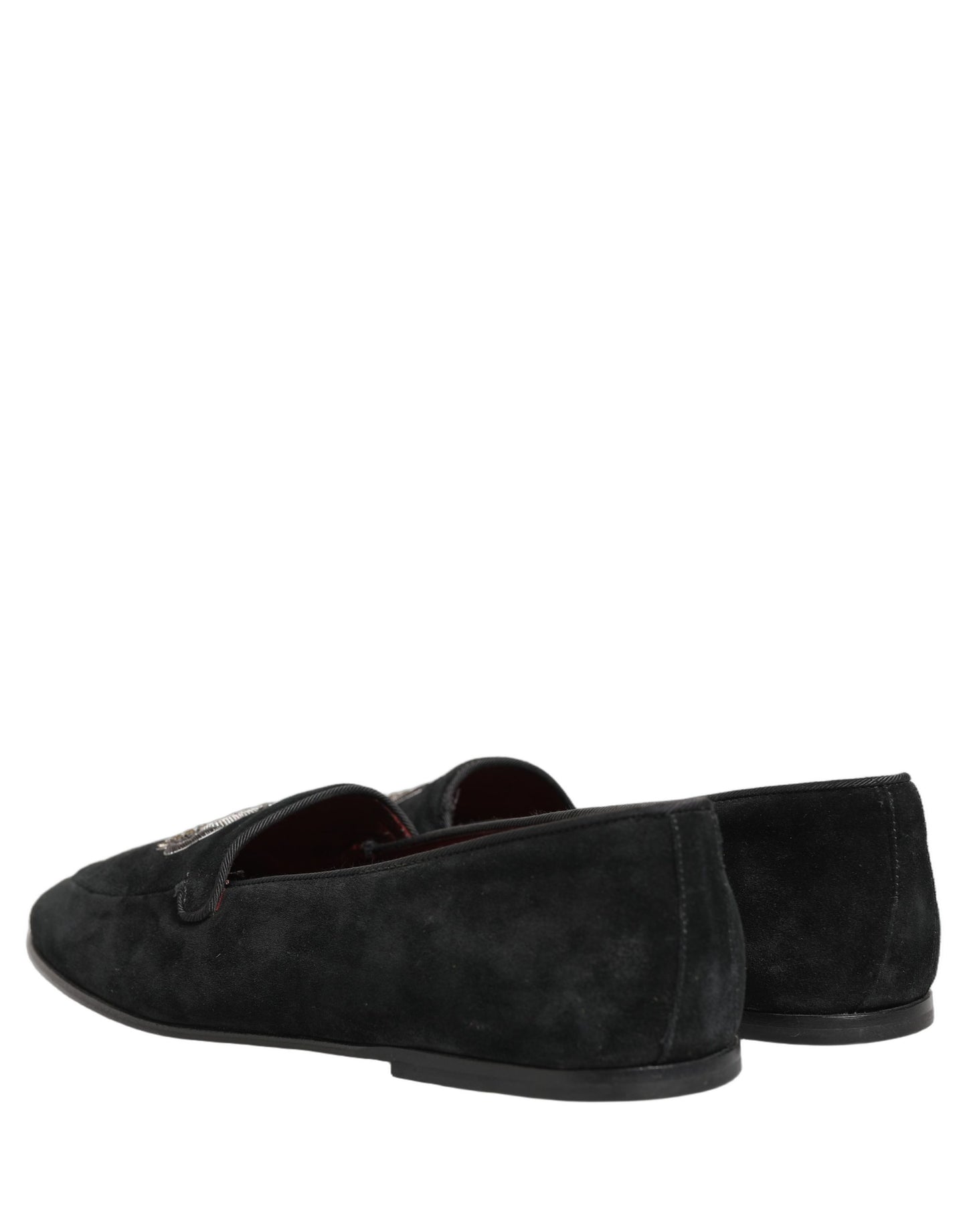 Dolce & Gabbana Black Crown Embellished Dress Loafers Shoes
