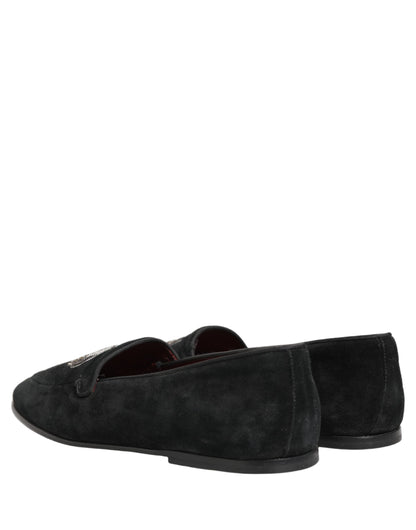 Dolce & Gabbana Black Crown Embellished Dress Loafers Shoes