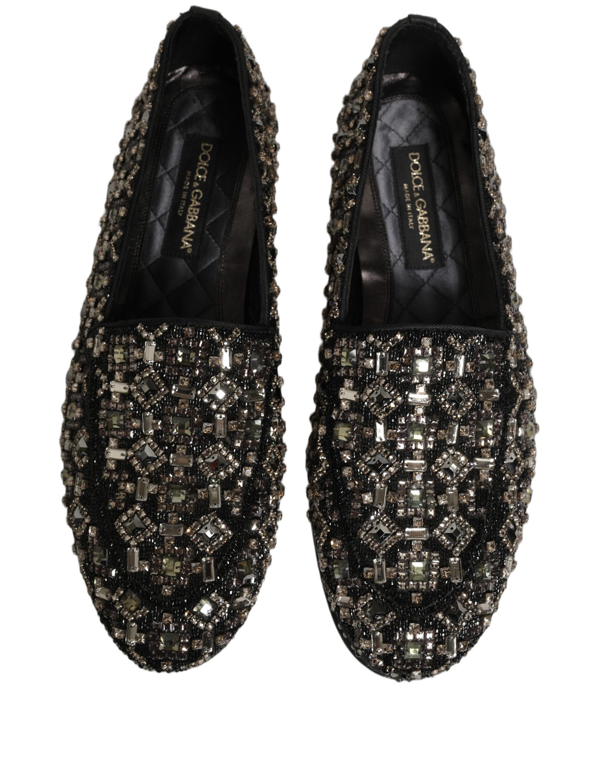 Dolce & Gabbana Black Crystal Embellished Dress Loafers Shoes