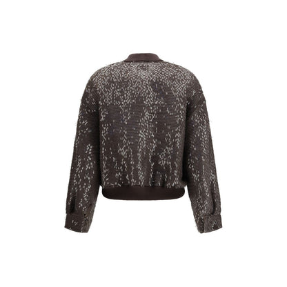Brunello Cucinelli Brown Silk Bomber