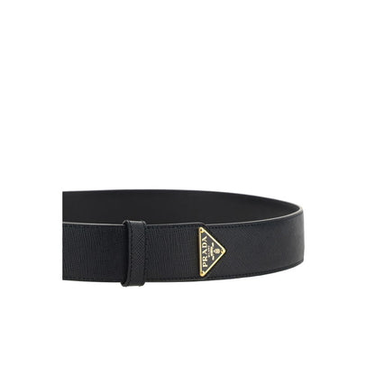 Prada Black Calf Leather Bos Taurus Regular Belt
