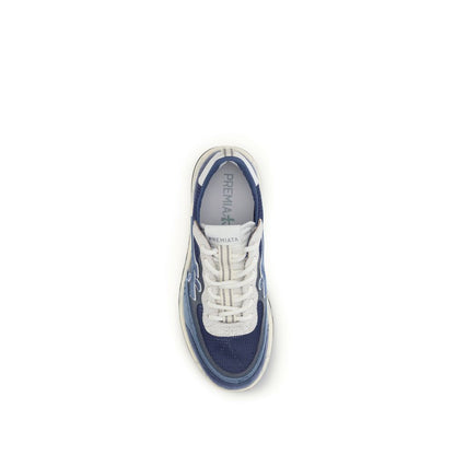 Premiata Blue Calf Leather Bos Taurus Athletic Sneakers
