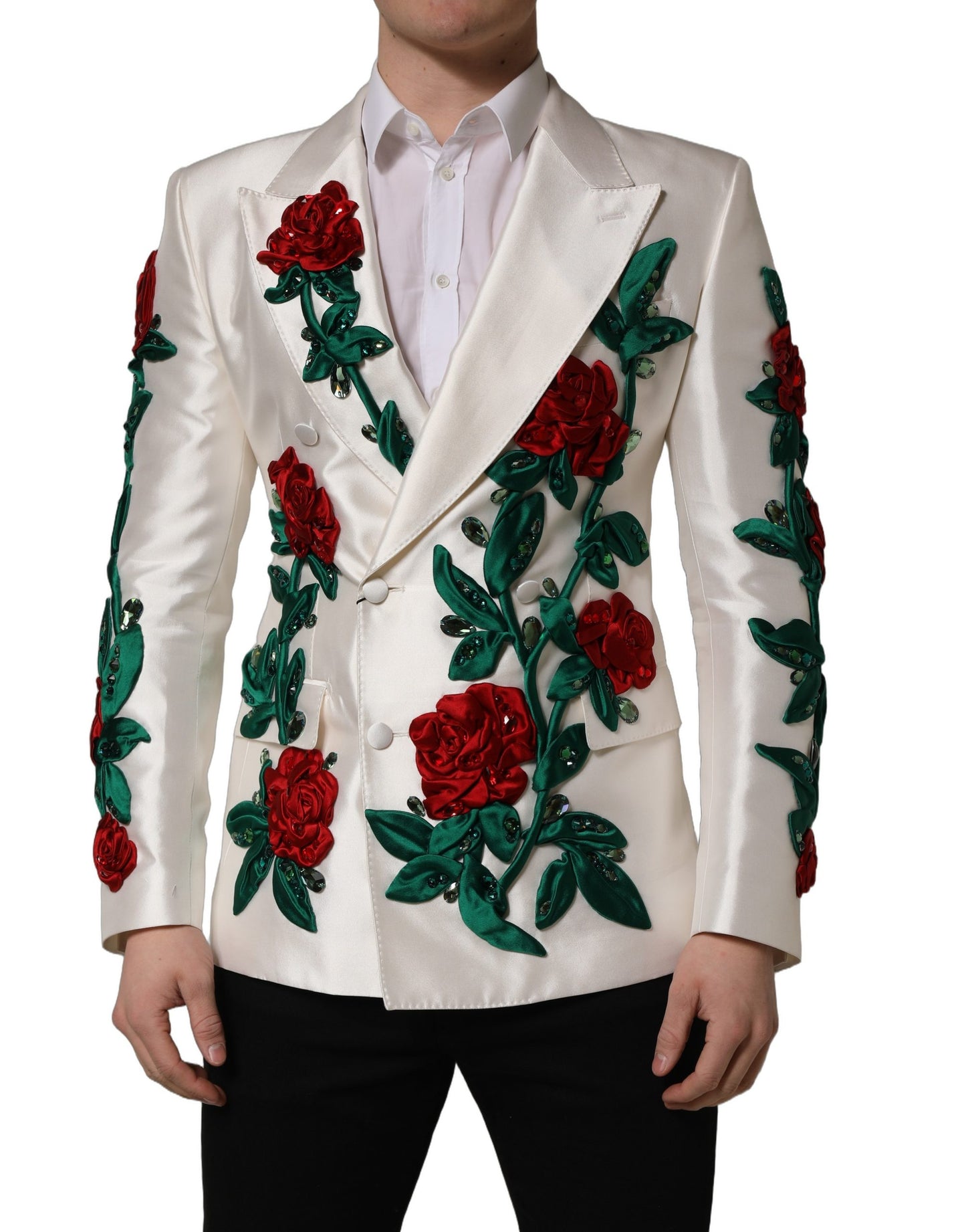 Dolce & Gabbana White Floral SICILIA Double Breasted Jacket