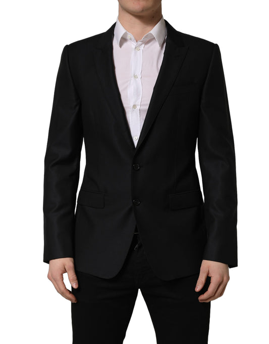 Dolce & Gabbana Black Wool Single Breasted Men Blazer Jacket