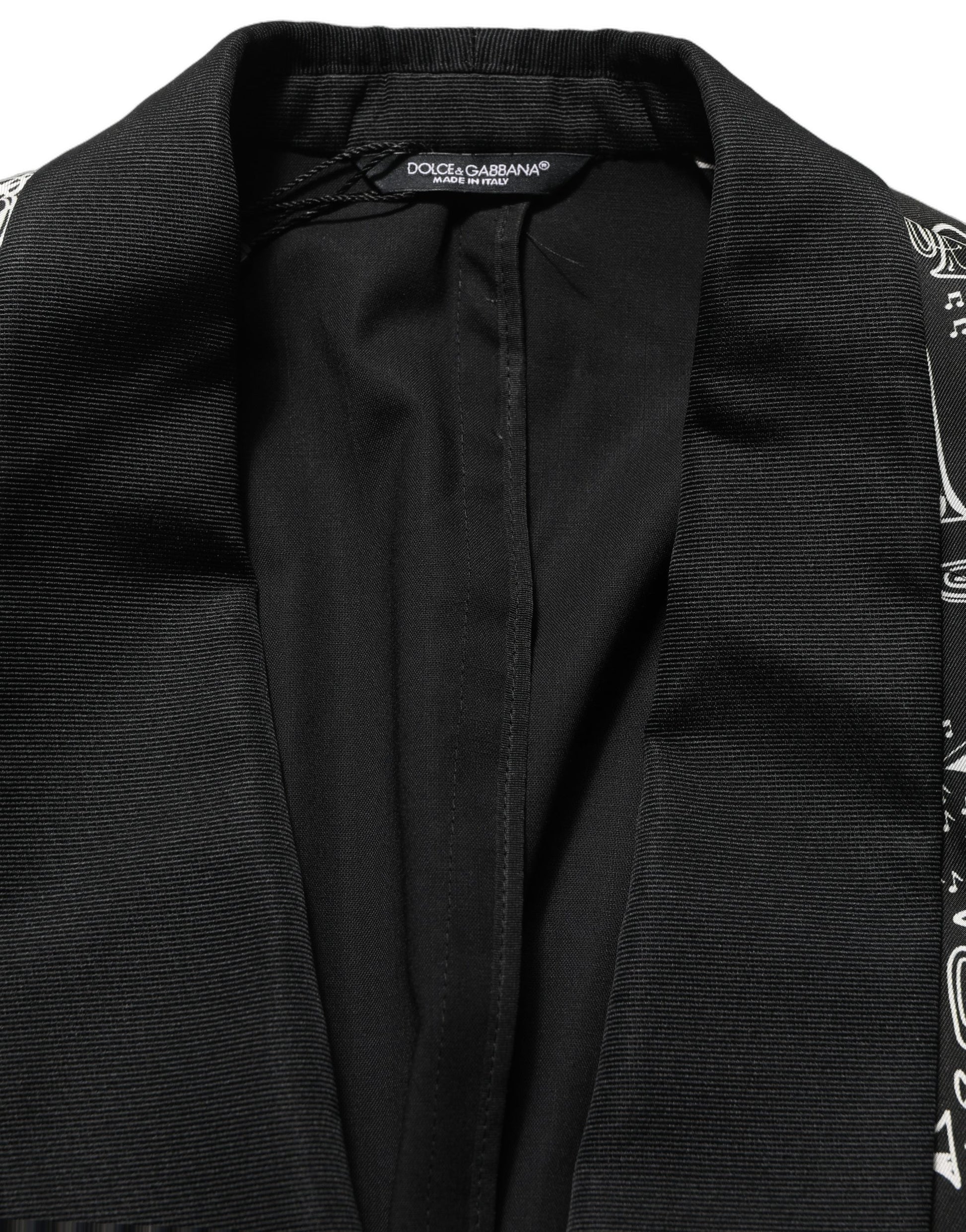 Dolce & Gabbana Black Crystal Embellished Coat Blazer Jacket