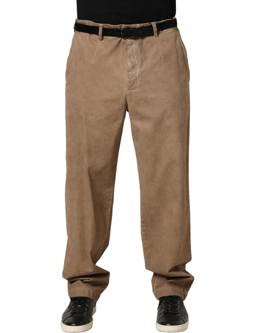 Dolce & Gabbana Beige Cotton Straight Leg Men Trouser Pants
