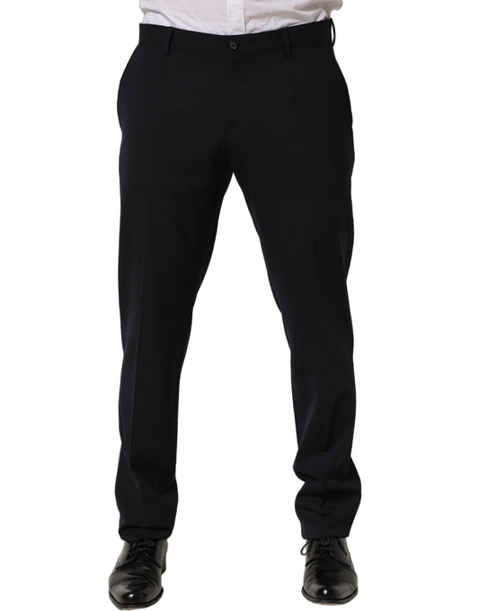 Dolce & Gabbana Black Wool Tapered Leg Dress Trouser Pants
