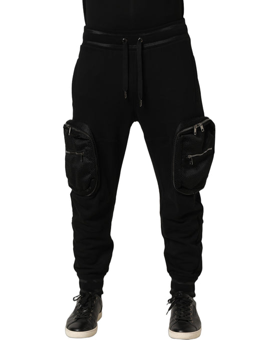 Dolce & Gabbana Black Mid Waist Cargo Jogger Sweatpants Pants