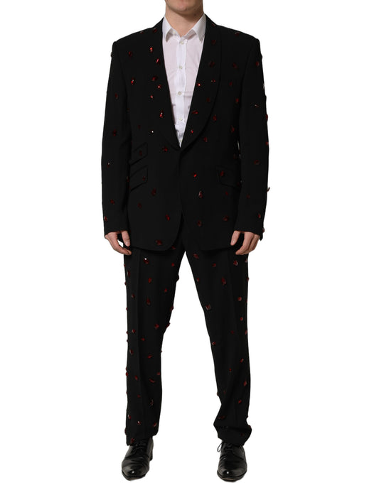 Dolce & Gabbana Black Crystal Embellished 2 Piece Suit