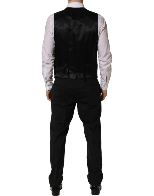 Dolce & Gabbana Black Wool Slim Fit Formal 3 Piece Men Suit