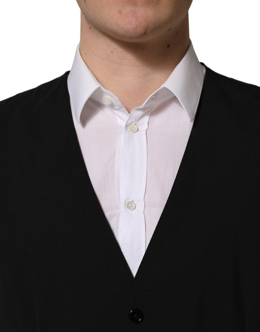 Dolce & Gabbana Black Wool Slim Fit Formal 3 Piece Men Suit