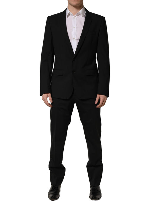 Dolce & Gabbana Black Wool Slim Fit Formal 2 Piece Men Suit