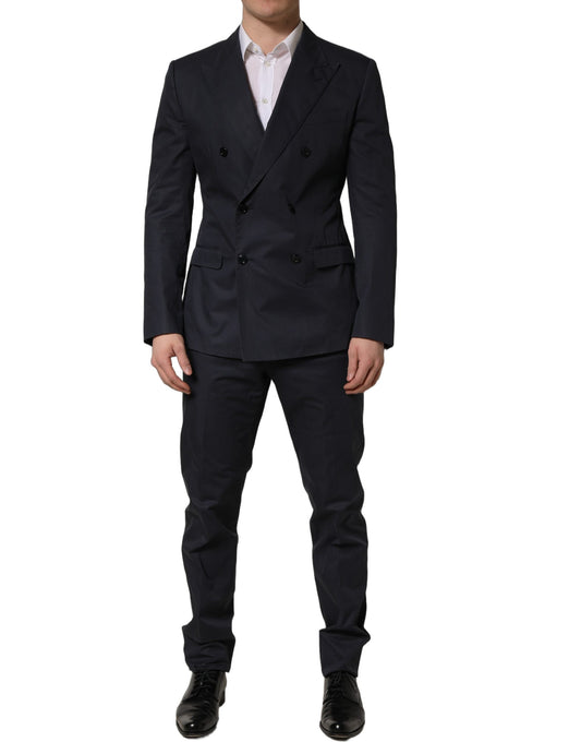 Dolce & Gabbana Blue Cotton Slim Fit Formal 2 Piece Men Suit