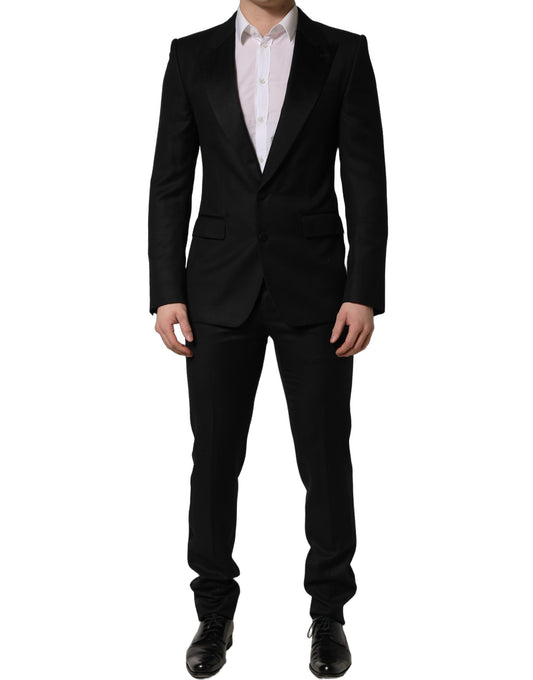 Dolce & Gabbana Black Wool Slim Fit Formal 2 Piece Men Suit