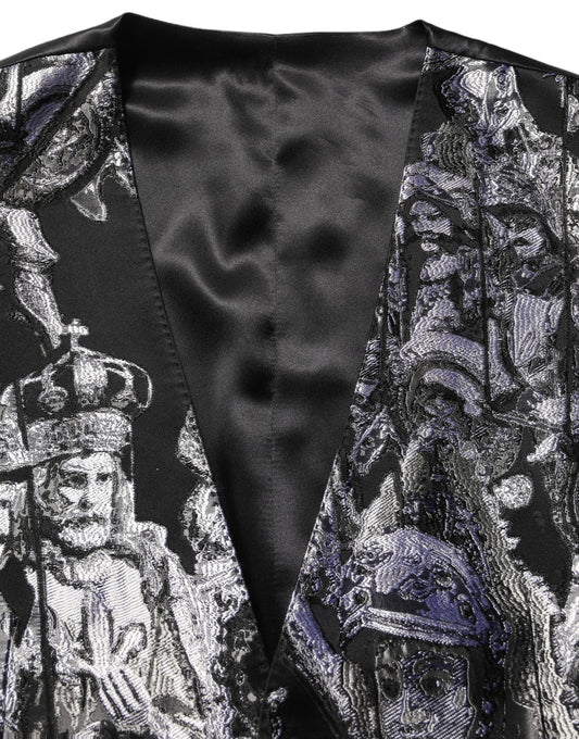 Dolce & Gabbana Black Jacquard Slim Fit Formal 3 Piece Suit