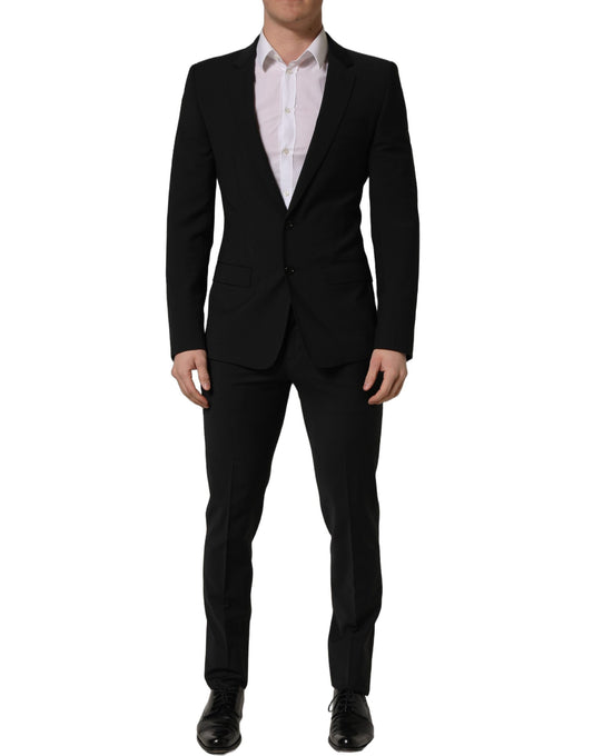 Dolce & Gabbana Black Wool Slim Fit Formal 2 Piece Men Suit