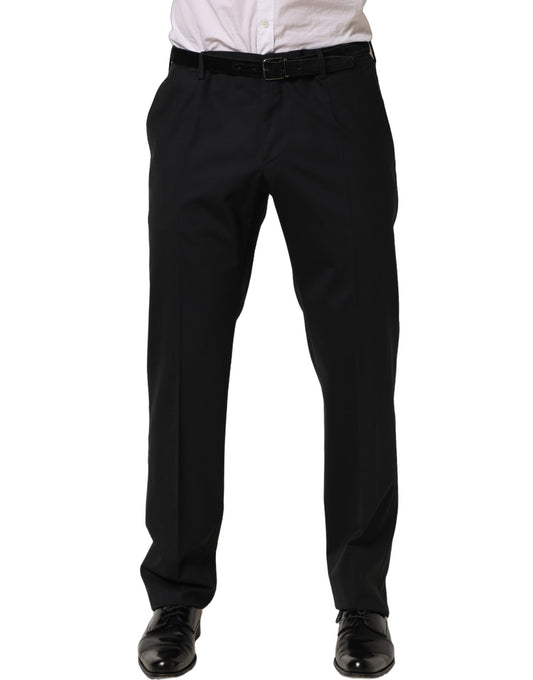 Dolce & Gabbana Black Wool Tapered Leg Dress Trouser Pants