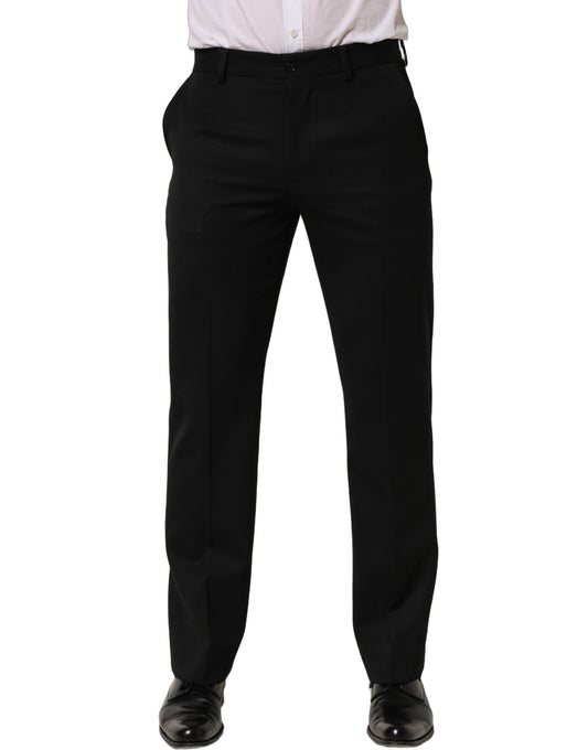 Dolce & Gabbana Black Wool Tapered Men Dress Trouser Pants