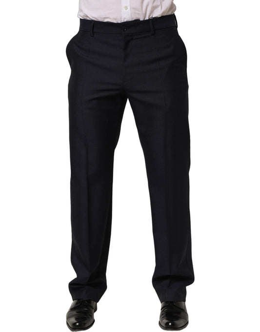 Dolce & Gabbana Black Wool Tapered Leg Dress Trouser Pants