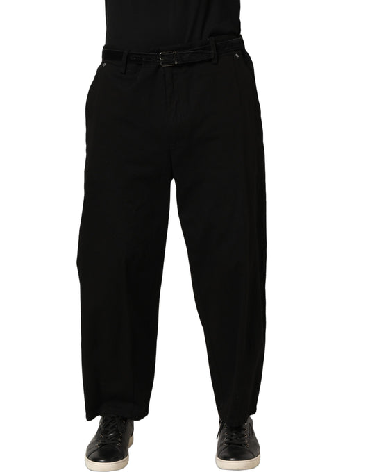 Dolce & Gabbana Black Mid Waist Straight Men Trouser Pants