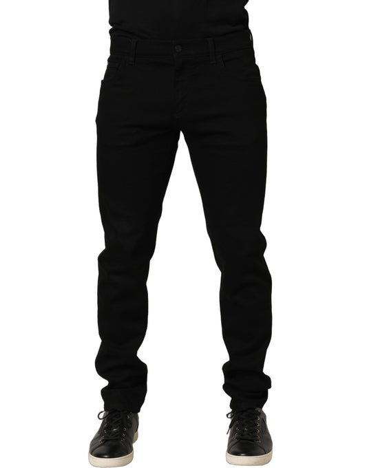 Dolce & Gabbana Black Cotton Stretch Skinny Men Denim Jeans