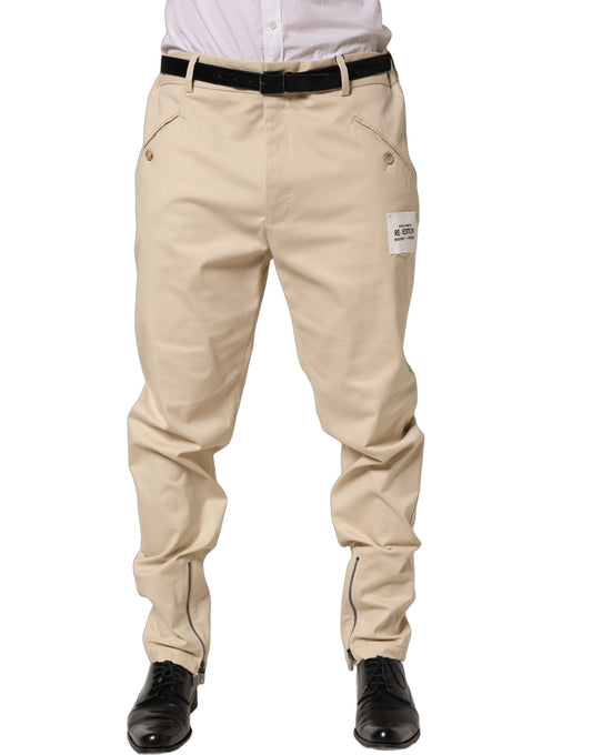 Dolce & Gabbana Beige Re-Editon Mid Waist Tapered Men Pants