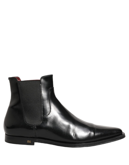 Dolce & Gabbana Black Chelsea Slip On Men Ankle Boots Shoes