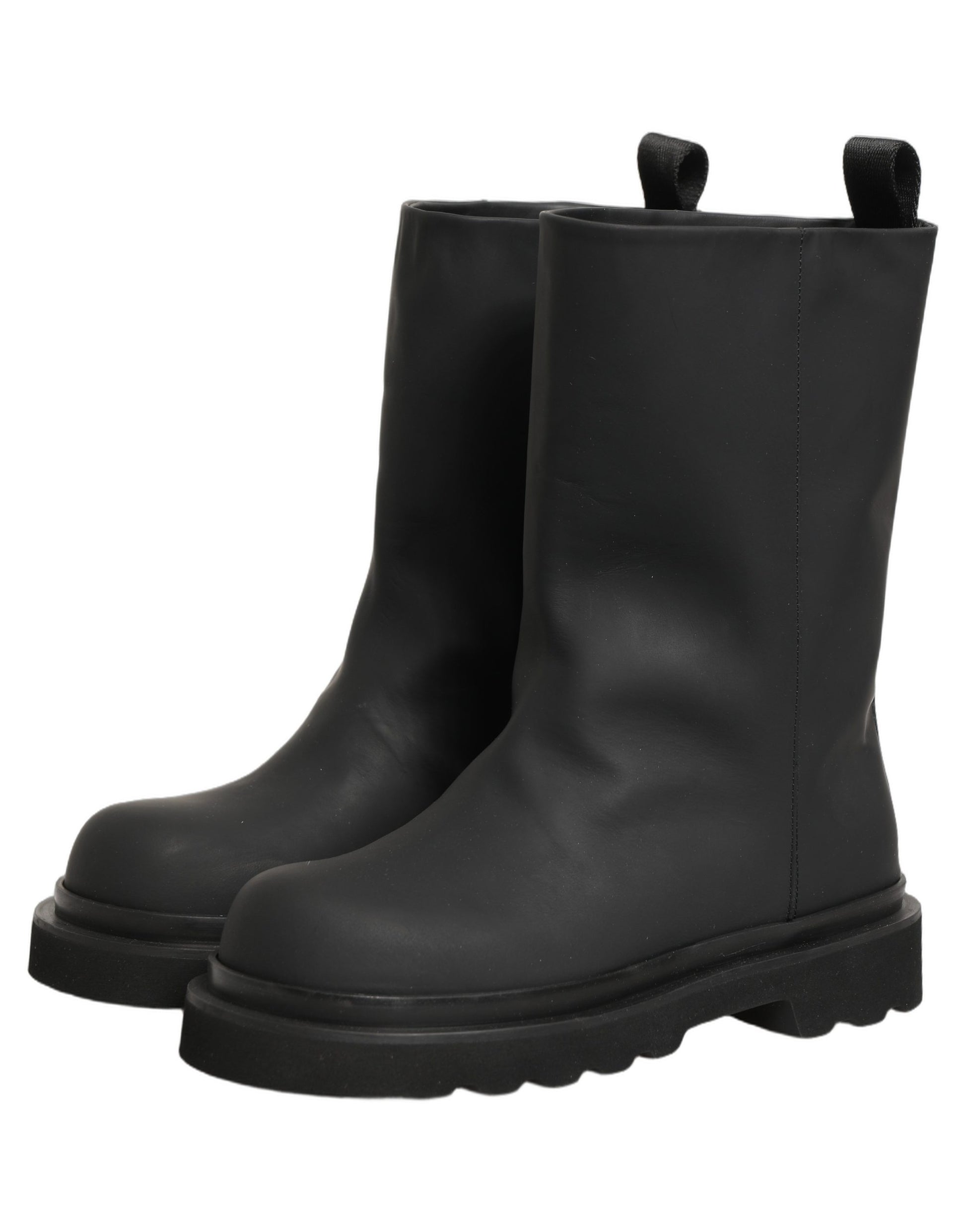 Dolce & Gabbana Black Leather Mid Calf Chunky Men Boots Shoes