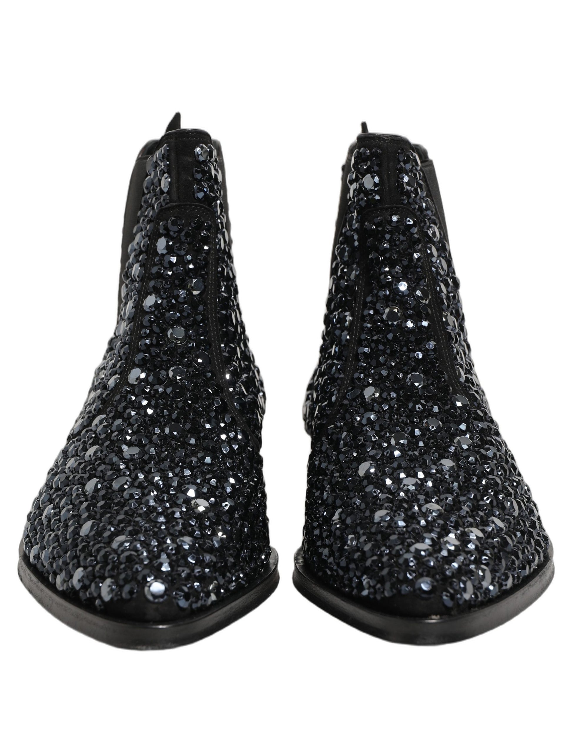 Dolce & Gabbana Black Embellished Chelsea Ankle Boots Shoes