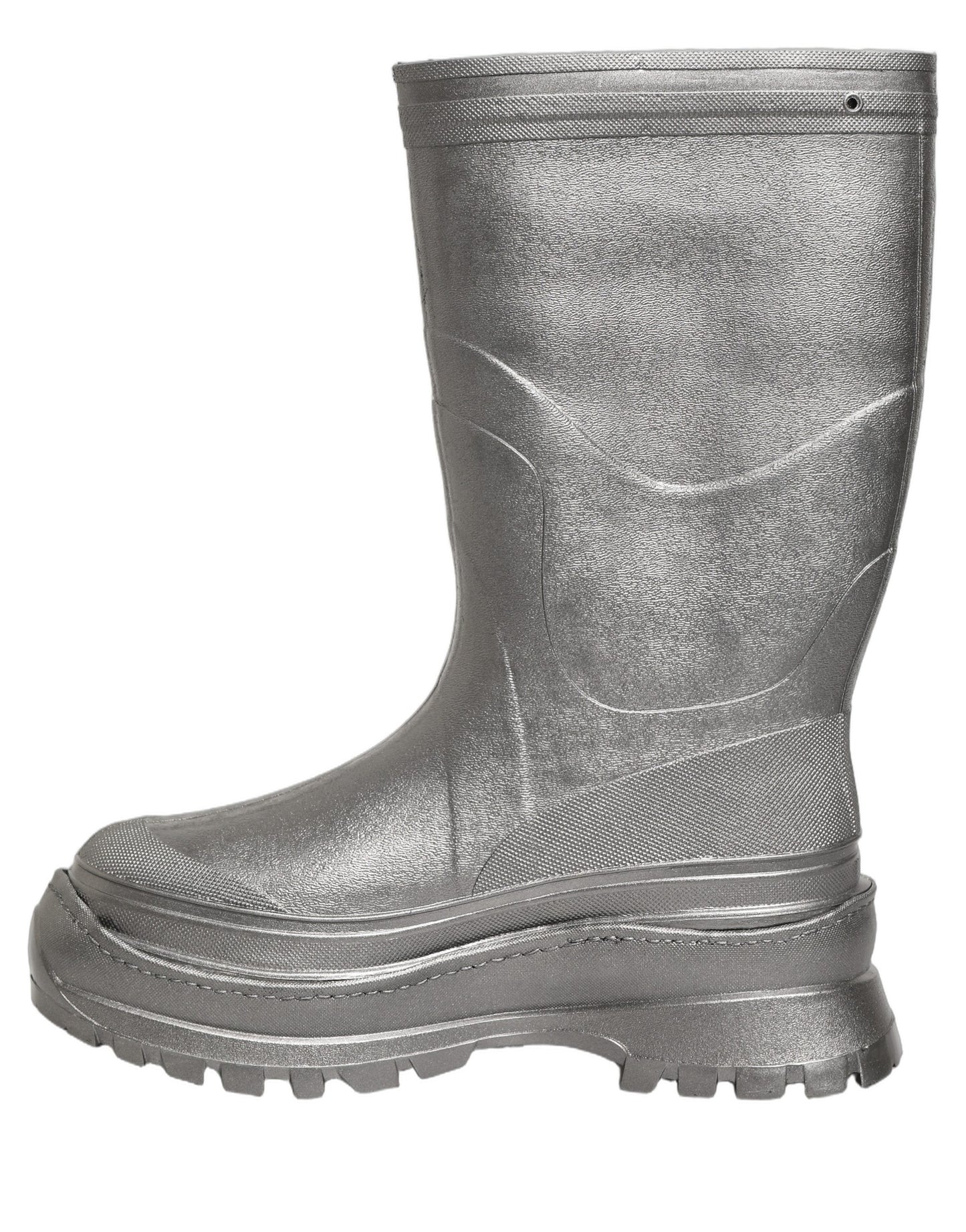 Dolce & Gabbana Metallic Silver Pull On Rain Boots Men Shoes