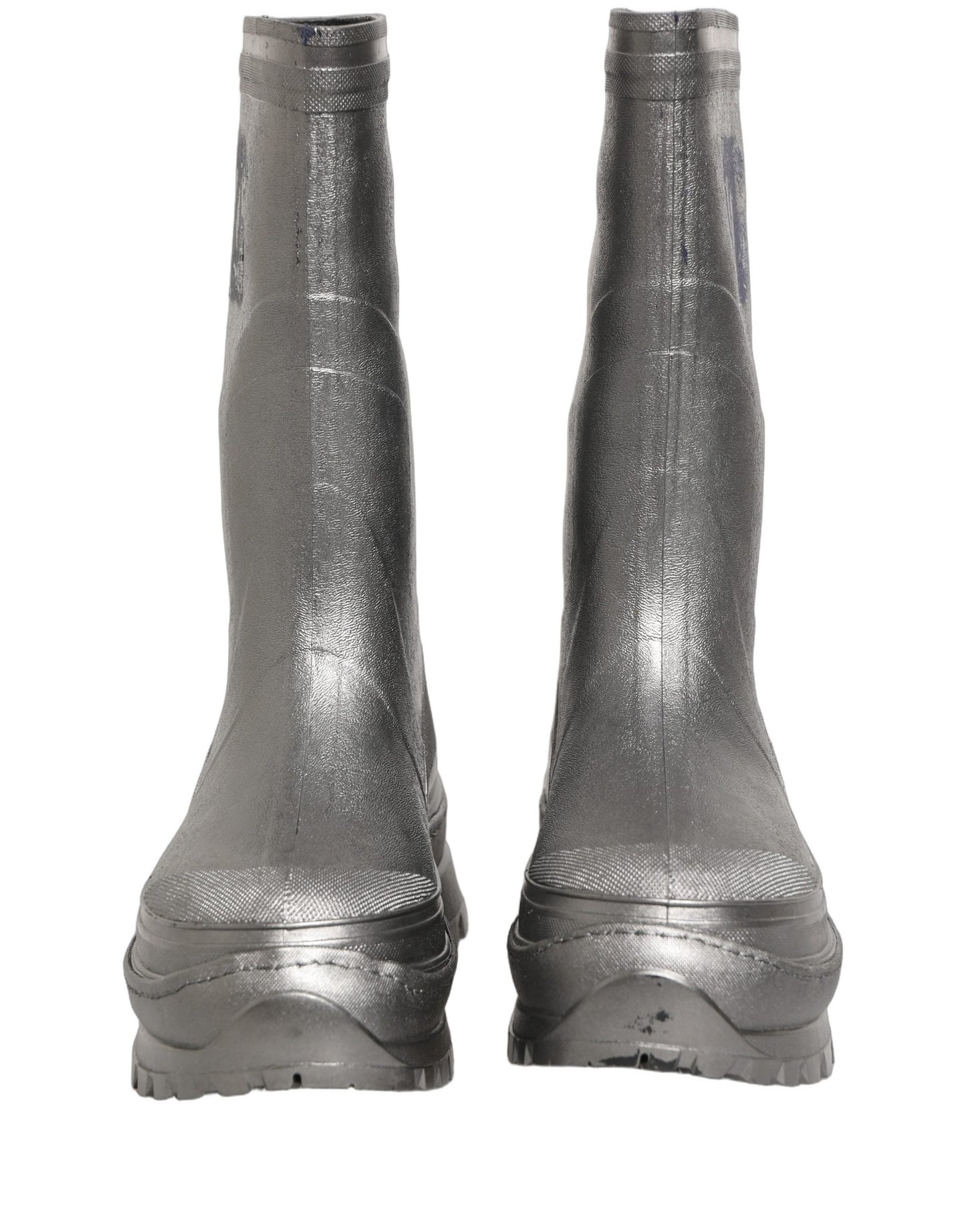 Dolce & Gabbana Metallic Silver Pull On Rain Boots Men Shoes