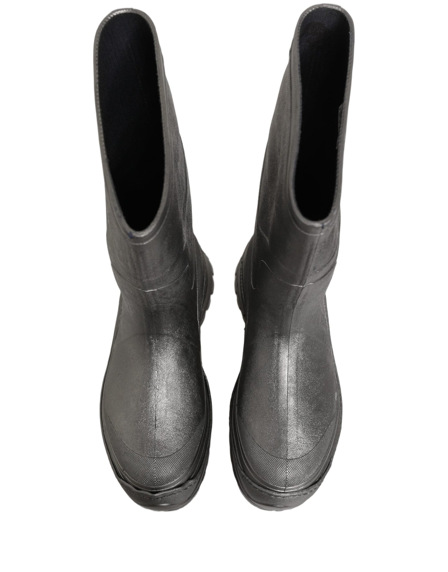 Dolce & Gabbana Metallic Silver Pull On Rain Boots Men Shoes