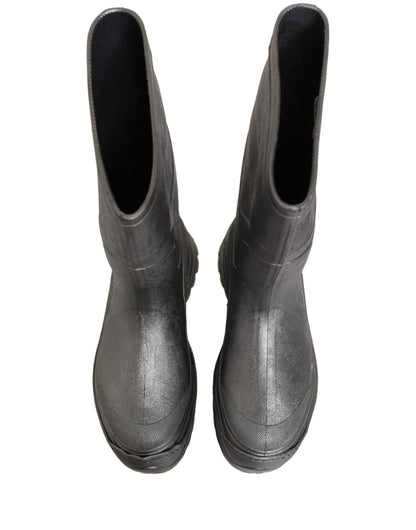 Dolce & Gabbana Metallic Silver Pull On Rain Boots Men Shoes