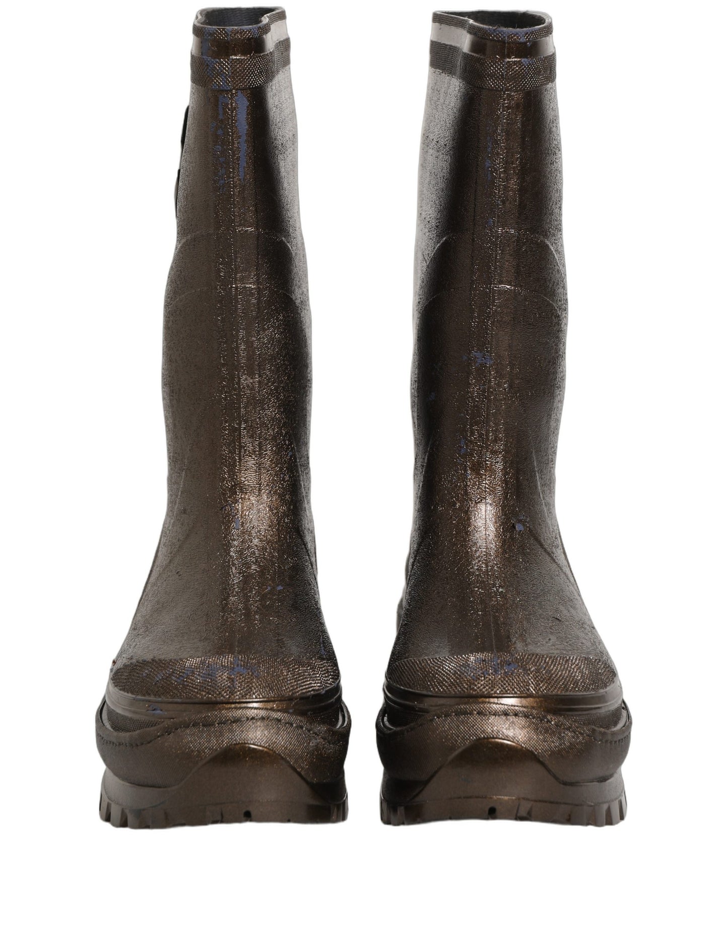Dolce & Gabbana Bronze PVC Pull On Rain Boots Men Shoes