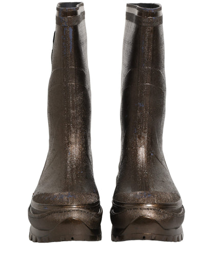 Dolce & Gabbana Bronze PVC Pull On Rain Boots Men Shoes
