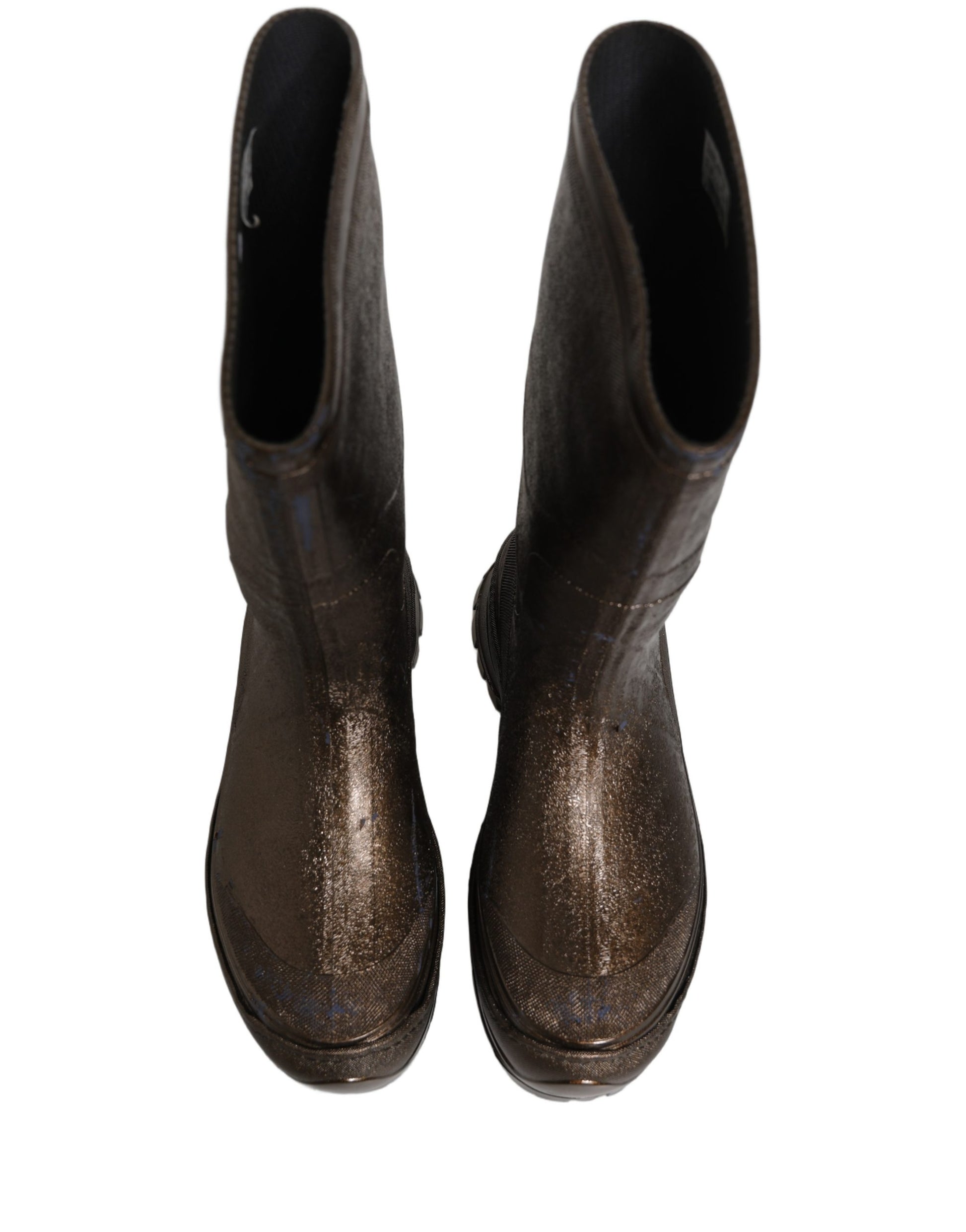 Dolce & Gabbana Bronze PVC Pull On Rain Boots Men Shoes
