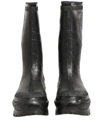 Dolce & Gabbana Black PVC Pull On Rain Boots Men Shoes