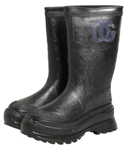 Dolce & Gabbana Black PVC Pull On Rain Boots Men Shoes