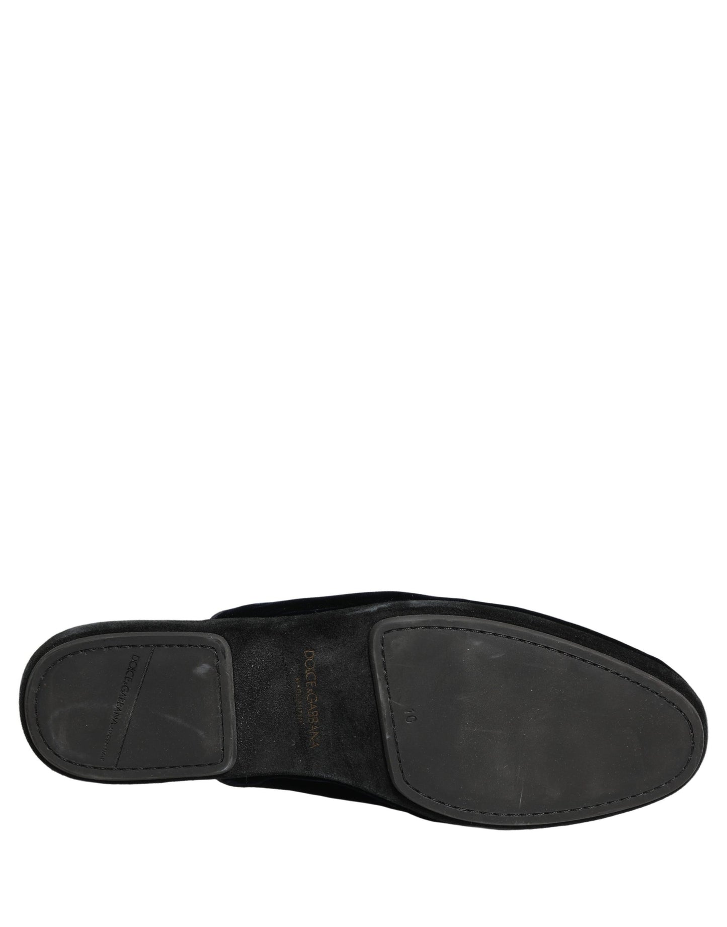 Dolce & Gabbana Dark Blue Suede Slides Flat Slipper Men Shoes