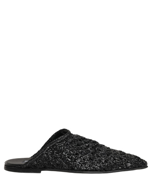 Dolce & Gabbana Black Mules Slides Slippers Men Flats Shoes